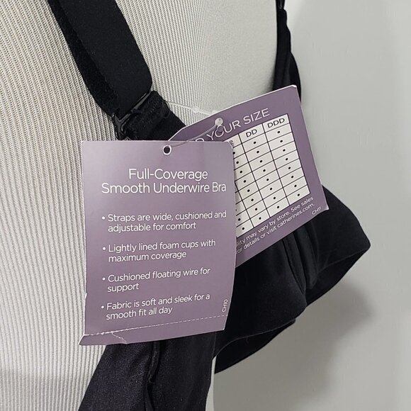 NWT  Catherines Intimates  Black Full Coverage  Smooth Underwire Bra  54D - Picture 4 of 6